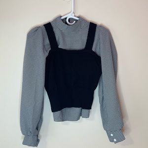 blouse and black tank top